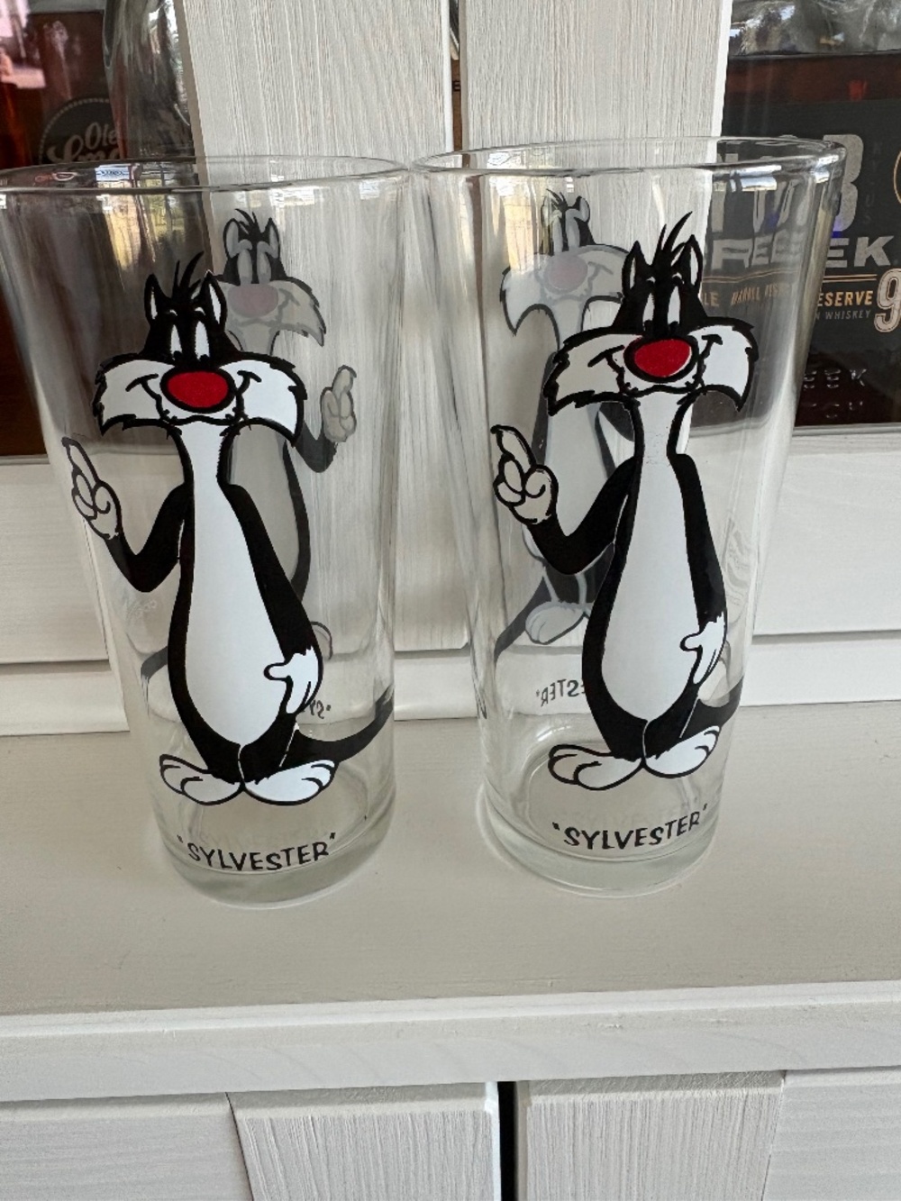 1973 Warner Bros Looney Tunes “Sylvester” the Cat Glasses- Set of 2